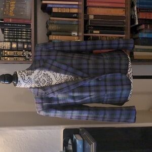 Vintage Union Made Purple Plaid Wool Blend Blazer Size 12 (FITS M)